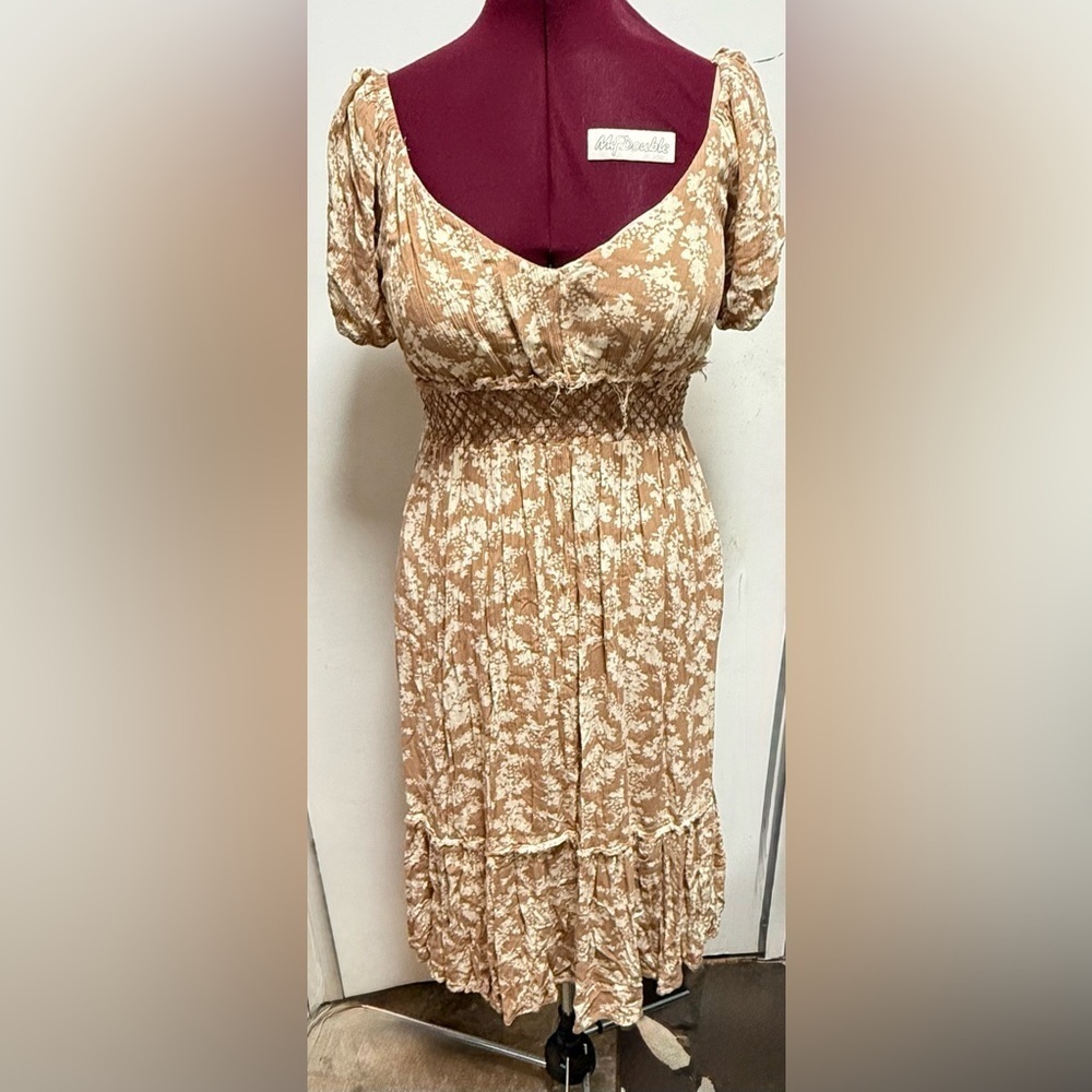 Floral Tan Dress